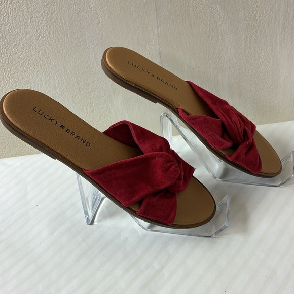 Lucky Brand Women's Dezzee Leather Open Toe Casual Slide Sandals Size 6 M - Picture 2 of 4